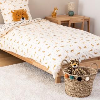 Panier De Rangement Avec Pompons Léopard Beige - Atmosphera For Kids