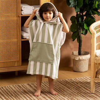 Poncho Wili 55x70 En Polyester Vert - Atmosphera For Kids