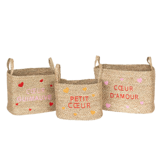 Lot de 3 paniers de rangement Amour Beige - Atmosphera For Kids