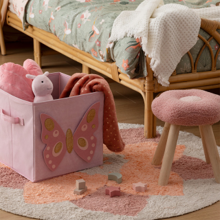 Boite De Rangement En Velours Papillon Rose - Atmosphera For kids