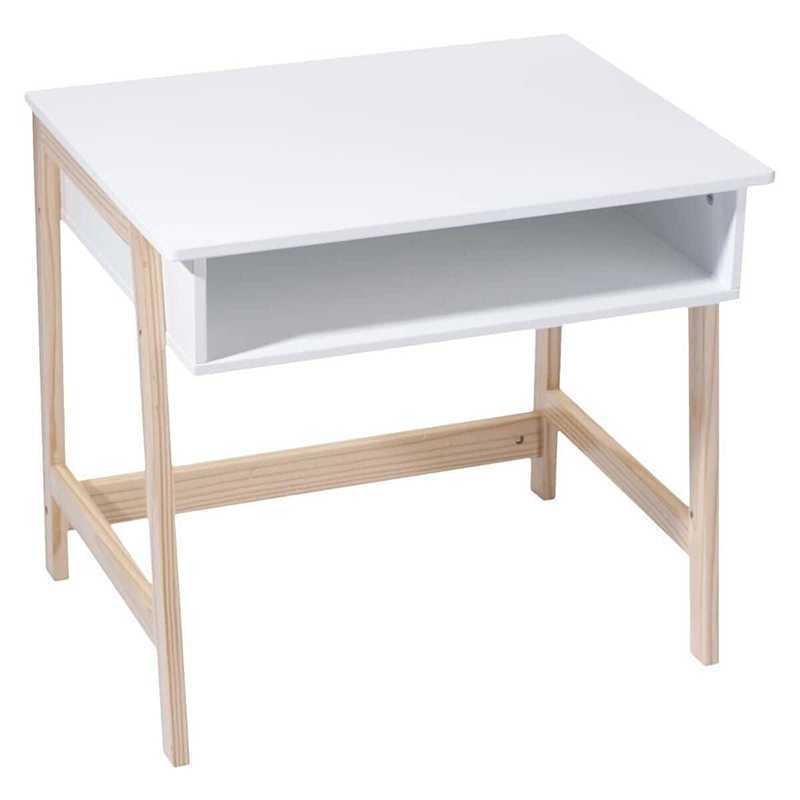Bureau blanc en bois moderne avec tiroir pour enfant Maria pieds