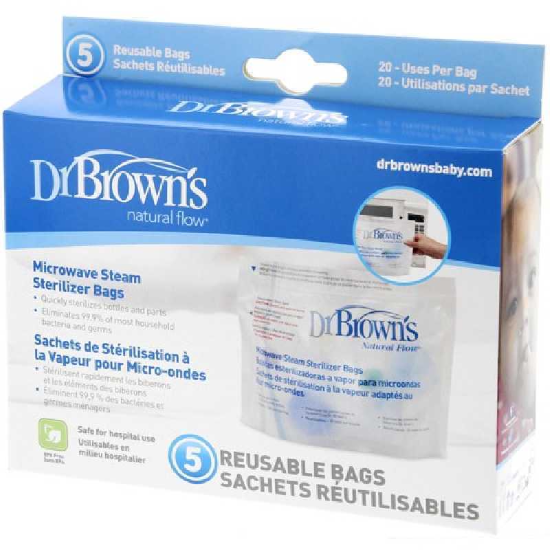 Dr. Brown's Natural Flow Microwave Steam Sterilizer Bags, 5 PK