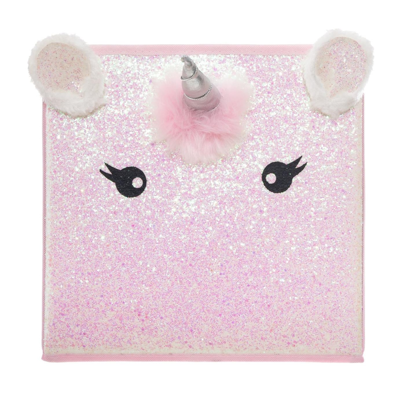 Bac de rangement Licorne Rose pompons