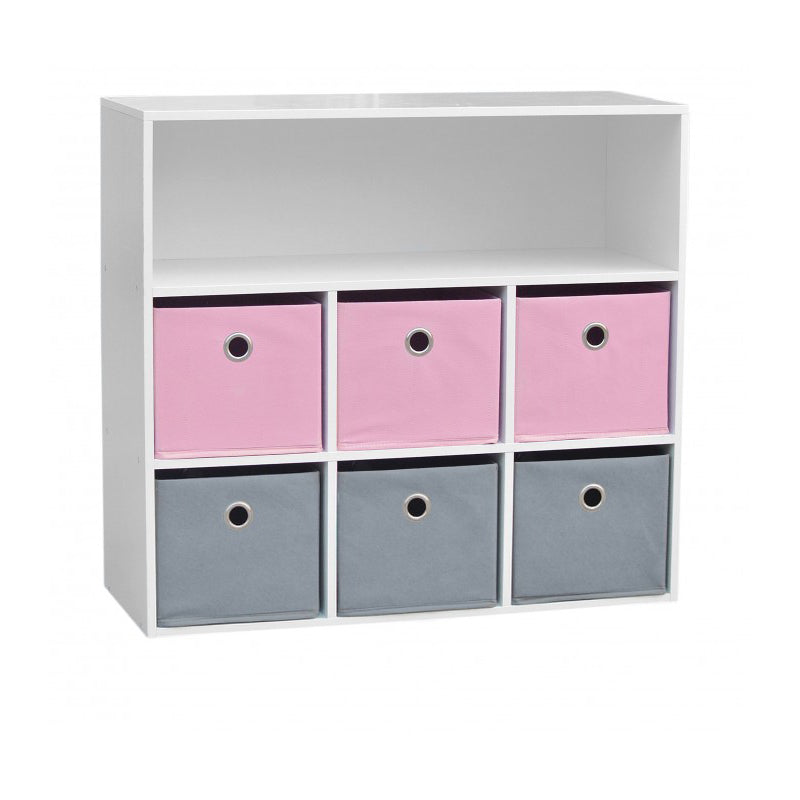 Meuble de rangement 6 paniers avec 1 niche Rose - Atmosphera For Kids