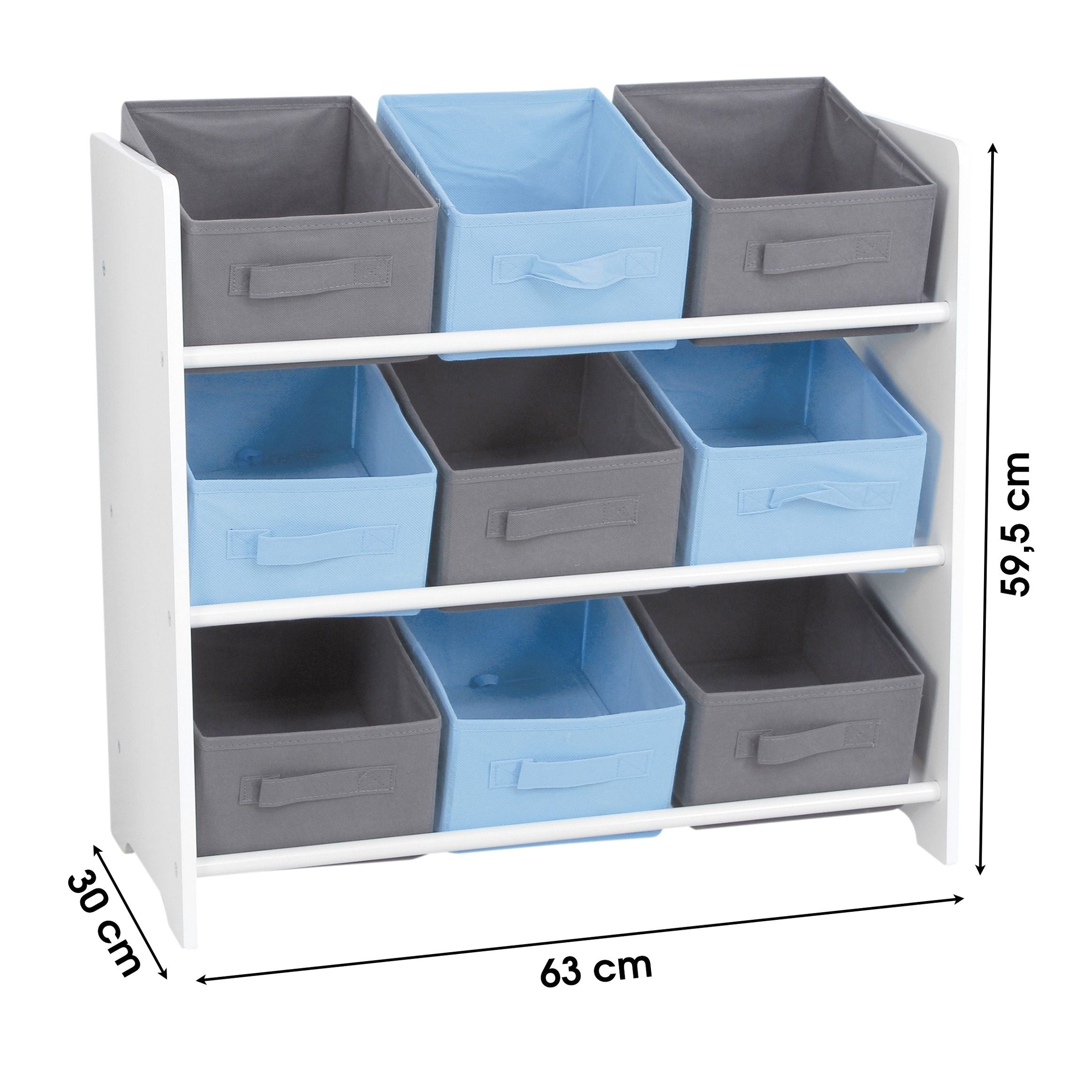 Meuble de rangement 9 paniers Bleu et Gris - Atmosphera For Kids