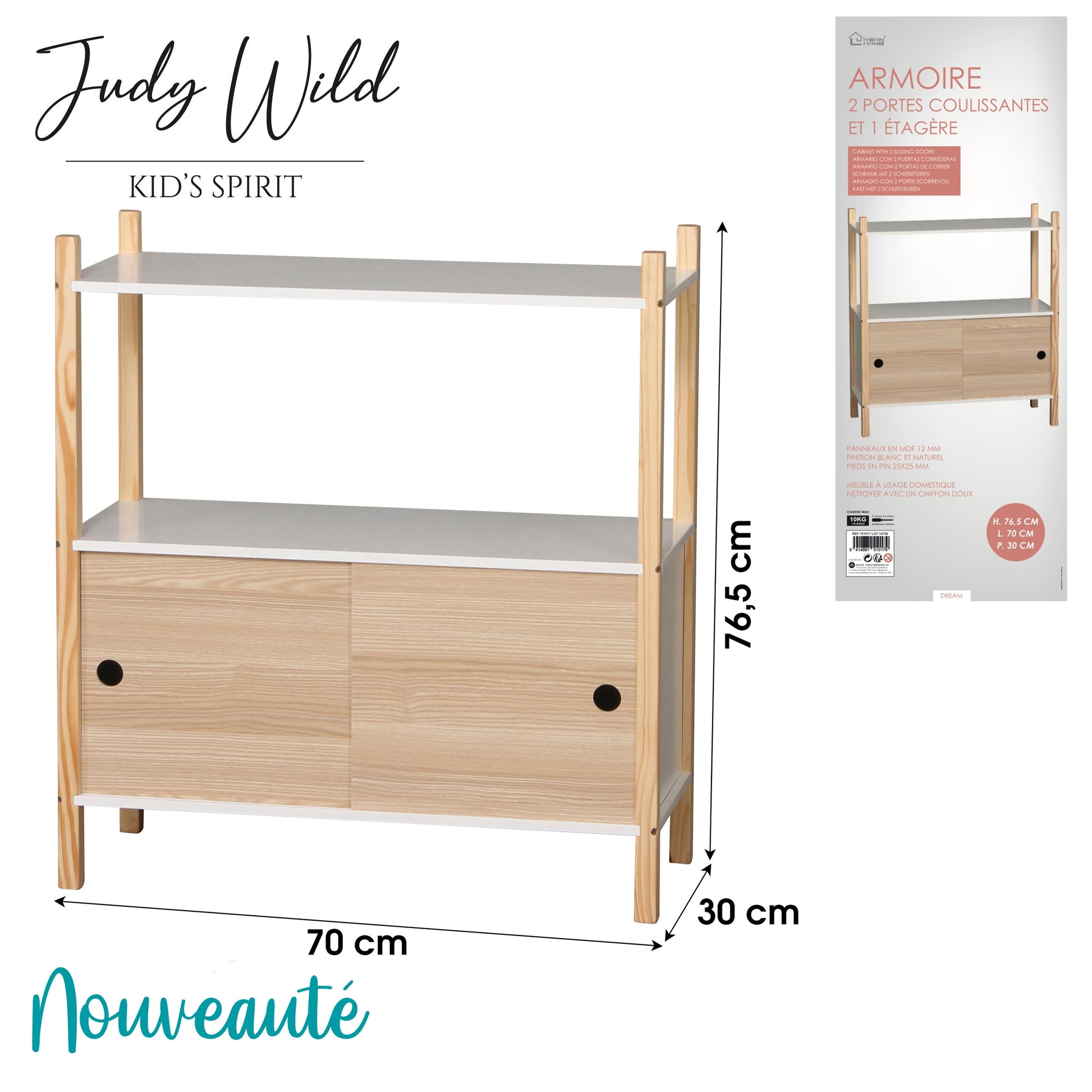 Armoire avec 2 portes coulissantes - Atmosphera For Kids