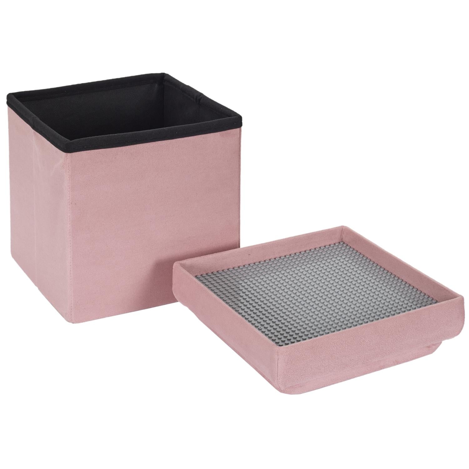 Coffre pouf pliable brique Rose - Home Deco Kids