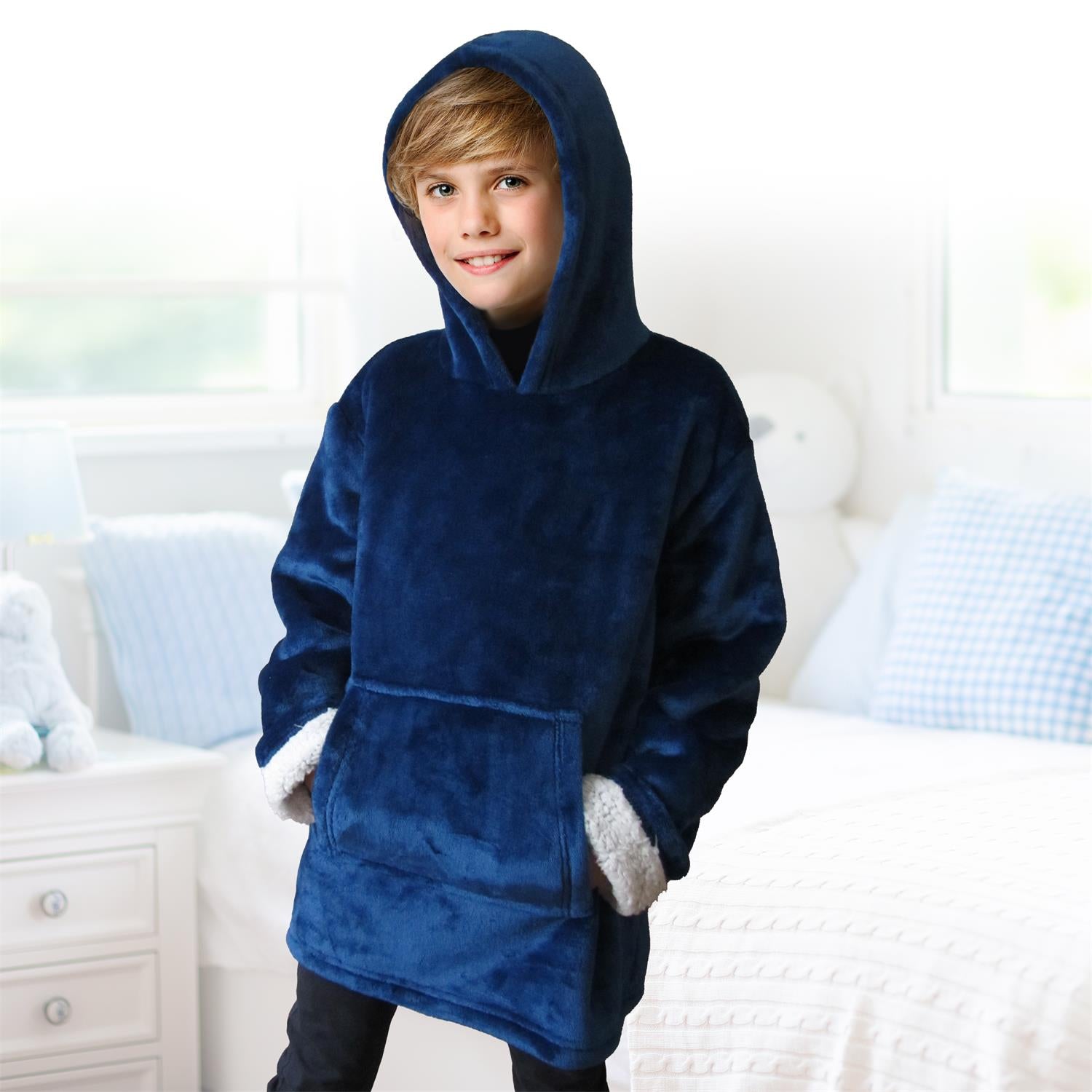 Plaid manche A Capuche Enfant Bleu - Home Deco Kids