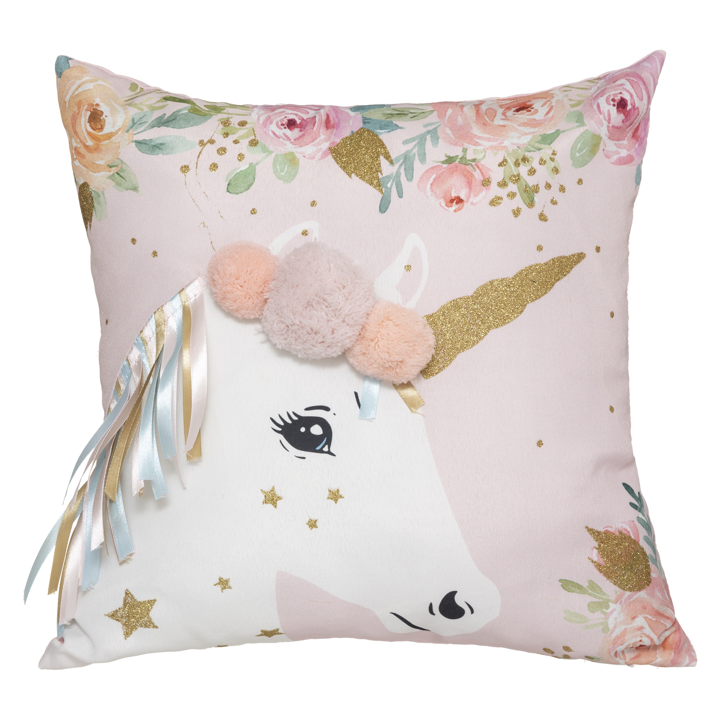 Coussin Licorne Rubans Rose - Atmosphera For Kids