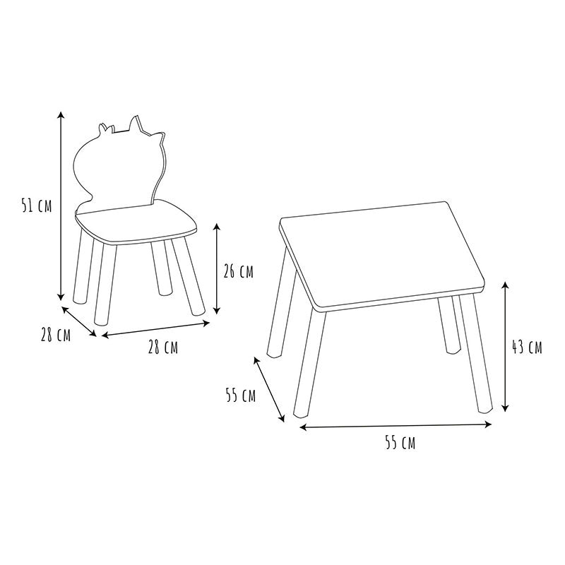 Table et 2 chaises Licorne Lily - Home Deco Kids