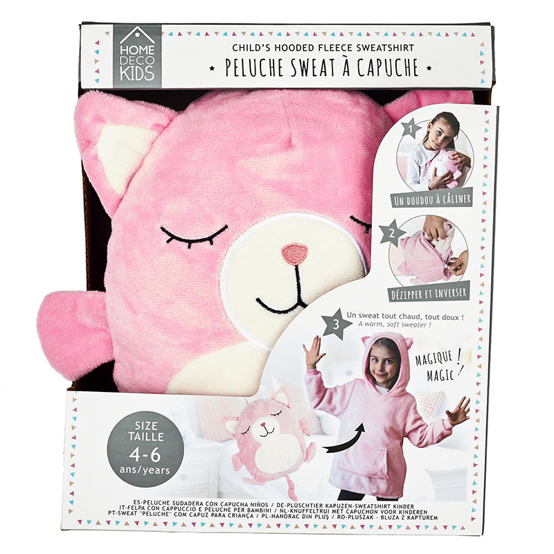 Plaid manche à capuche Chat Rose - Home Deco Kids
