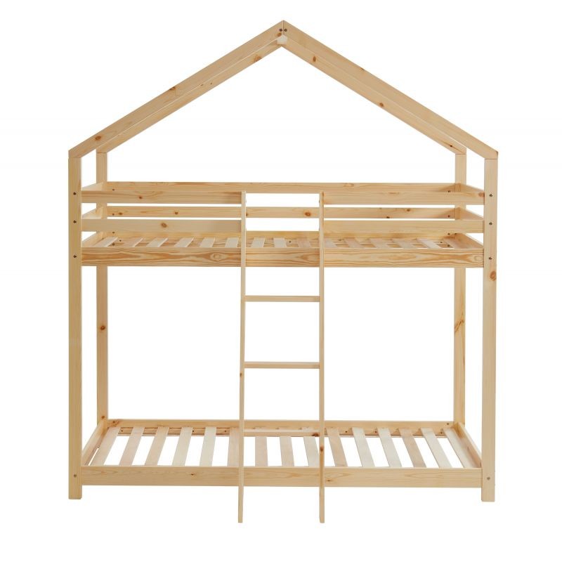 Lit cabane superposé Château des Anges Beige 90x190 - Laïba Kids