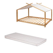 Ensemble Lit tente Nuage Beige 90x190 + Matelas enfant 90x190x10 - Laïba Kids