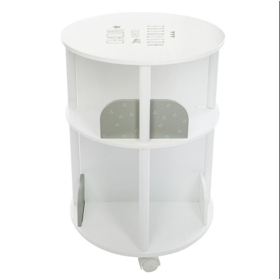 Bibliotheque ronde sur roulettes Gris - Atmosphera For Kids