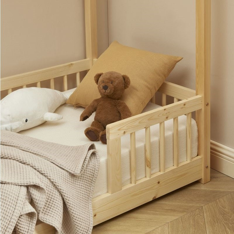 Lit cabane avec barrières Explorateur Beige 70x140 - Laïba Kids