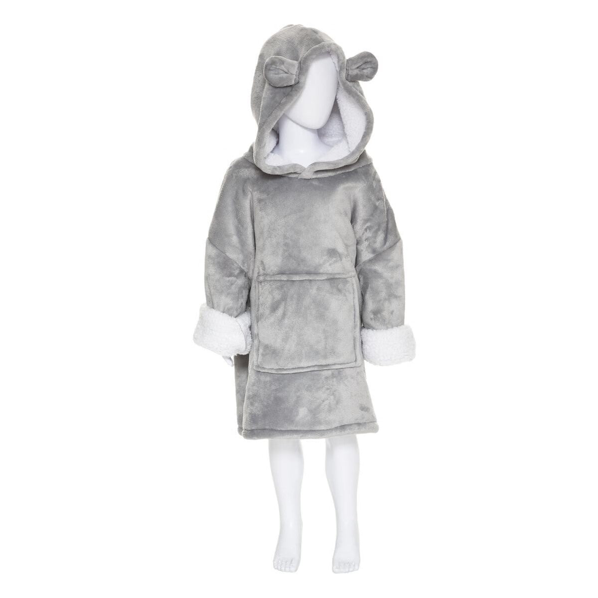 Plaid manche à capuche Ours Gris 3-10 ans - Atmosphera