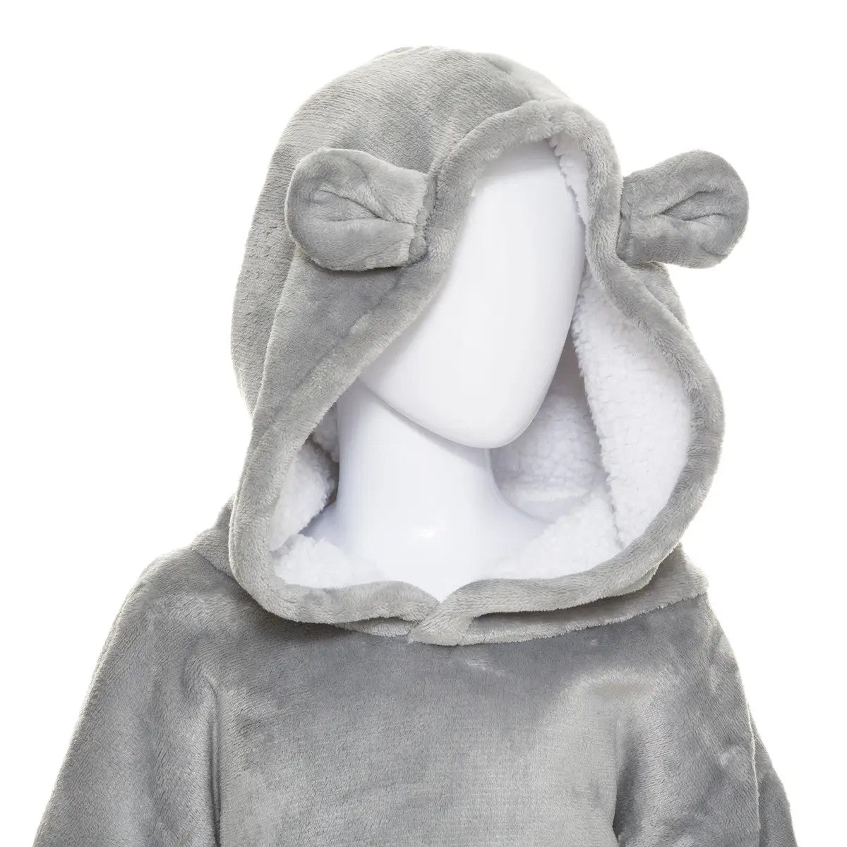 Plaid manche à capuche Ours Gris 3-10 ans - Atmosphera