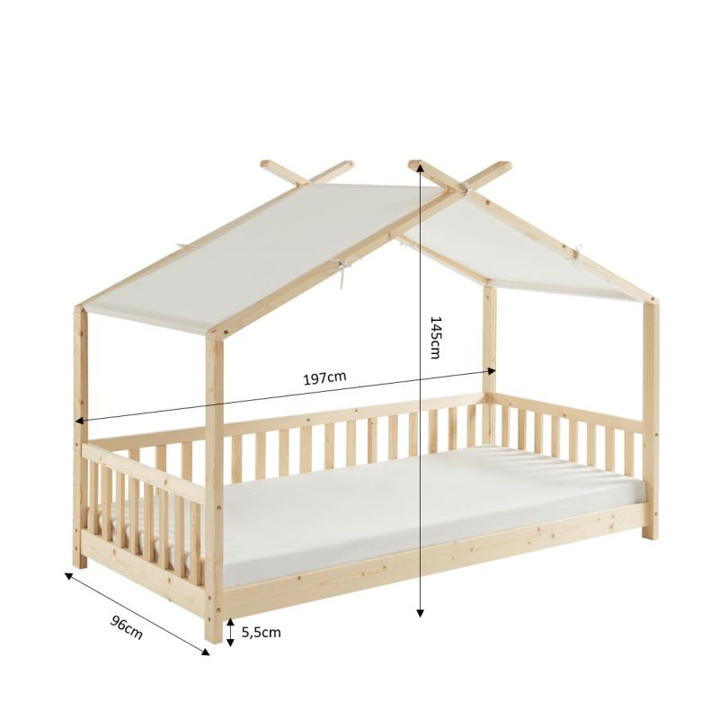 Lit tente avec barrière Rêves de Forêt 90x190 - Laïba Kids