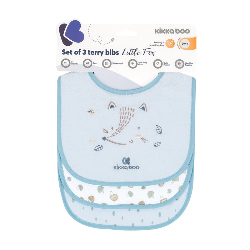 Set de 3 bavoirs bébé Renard Bleu - Kikka Boo