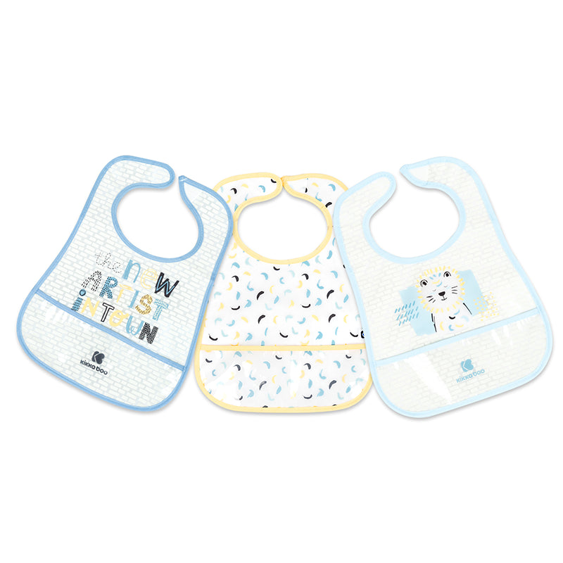 Set de 3 bavoirs bébé imperméable Arty Bleu - Kikka Boo