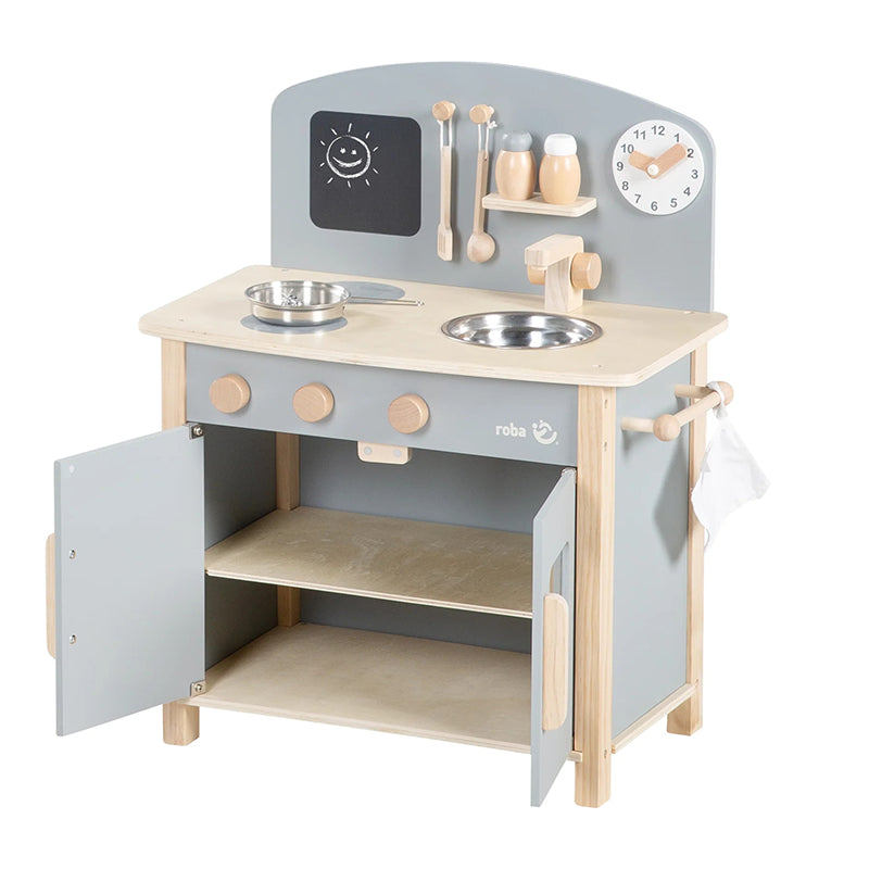 Cuisine Enfant En Bois Avec Accessoires Gris - Roba
