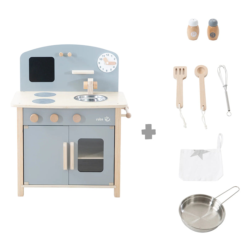 Cuisine Enfant En Bois Avec Accessoires Gris - Roba