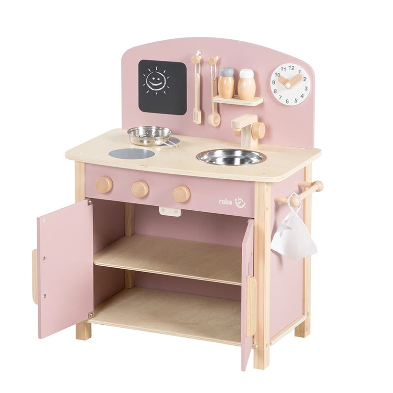 Cuisine Enfant En Bois Avec Accessoires Rose - Roba