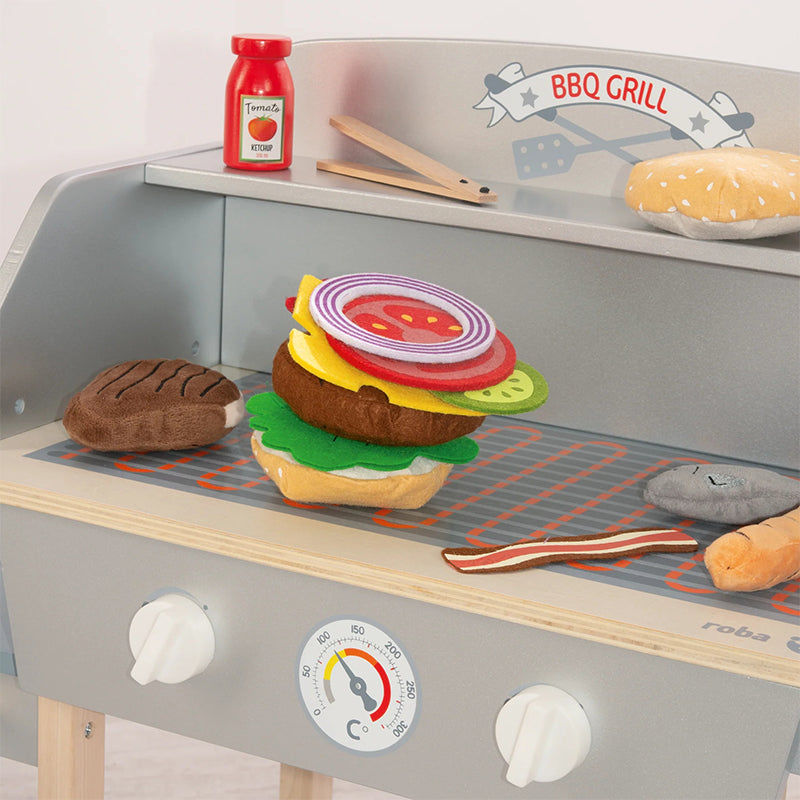 Barbecue pour enfant en bois Avec accessoires Gris - Roba