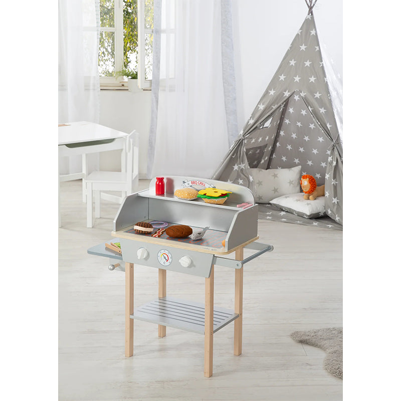 Barbecue pour enfant en bois Avec accessoires Gris - Roba