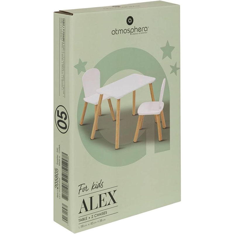 Set Table Avec 2 Chaises Alex Pour Enfant Blanc - Atmosphera For Kids