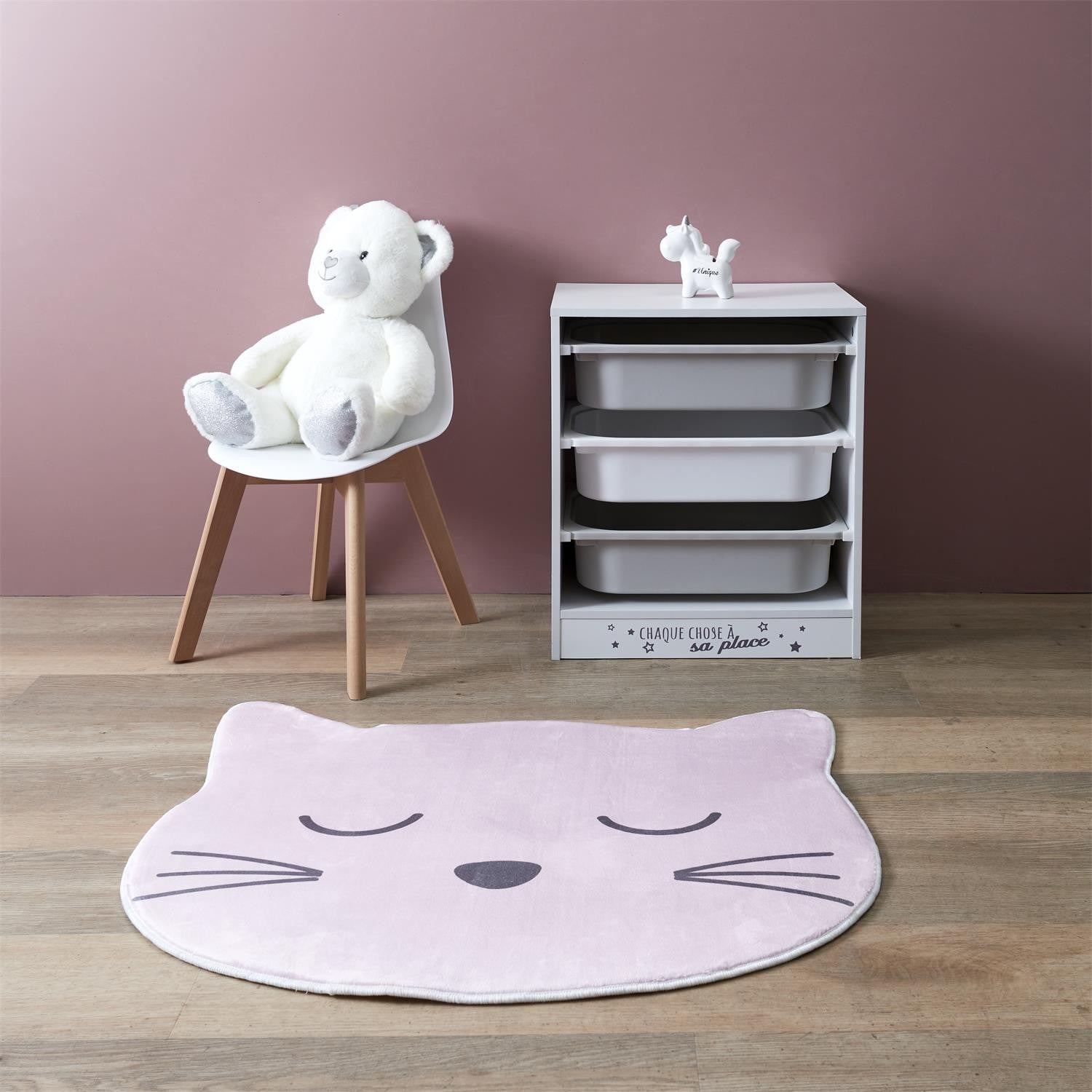 Tapis chambre enfant Chat Rose - Home Deco Kids