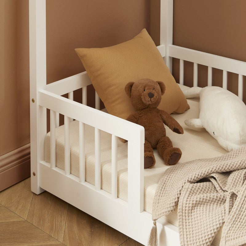 Lit Cabane Avec Barrières DodoLand Blanc 70x140 - Laïba Kids